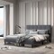 Costway Queen Upholstered Platform Bed Mattress Foundation Button Tufted Headboard Blue/Grey